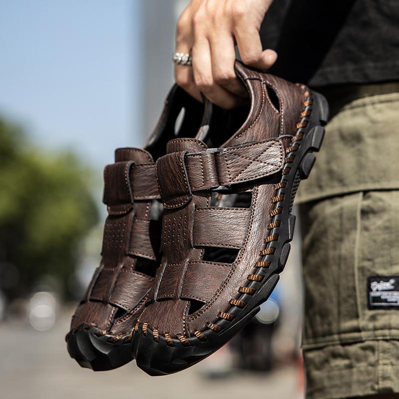 Sandali da uomo in vera pelle Sandali sportivi da esterno Scarpe casual Estate