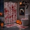 Waterproof Bathroom Set Anti-Slip Toilet Rug Blood Splatter Shower Curtain Halloween