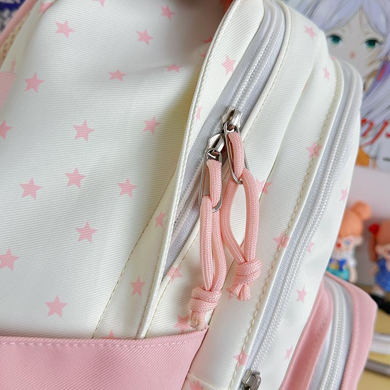 Student Schoolbag Women's Large Capacity Star Printed Backpack Colorblock Travel Backpack