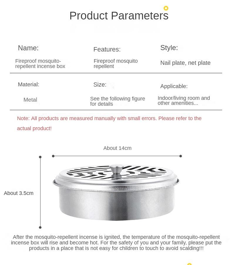 Stainless Steel Nail Toothed Mosquito Coil with Cover Mosquito Coil Ash Tray Creative and Portable Decoration Mosquito Coil Tray