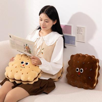 Almofada de pelúcia de biscoito de sanduíche, redondo, quadrado, desenho animado, biscoitos, brinquedo de pelúcia, boneca de pelúcia, sofá, almofada, decoração de quarto, crianças, adultos, presente