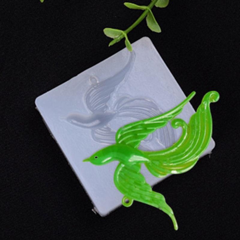 Silicone Phoenix Mold with Hole Resin Jewelry Pendant Charm DIY Making Mould Tool