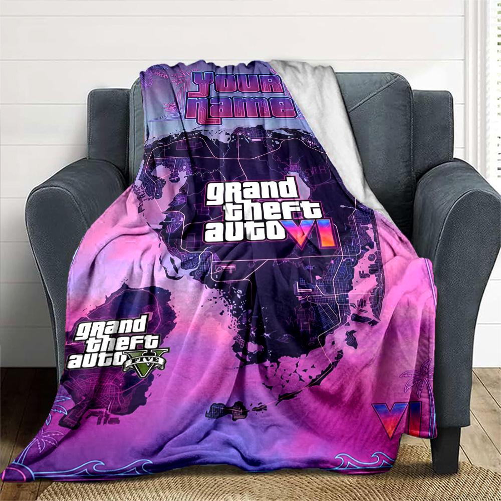Grand Theft Auto Personalizza il Tuo Nome Coperta Regalo Coperta Personalizzabile Ultra-Morbida Adatta per Soggiorno Soggiorno Sedia da Ufficio Divano