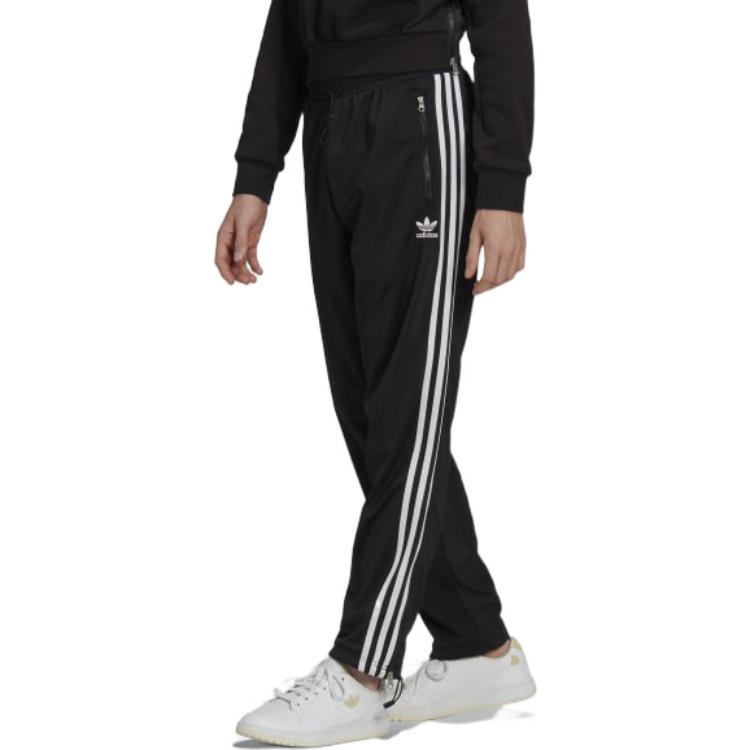 Adidas Originals Trefoil Print Solid Stripe Joggers Men Bottoms Black HC1957