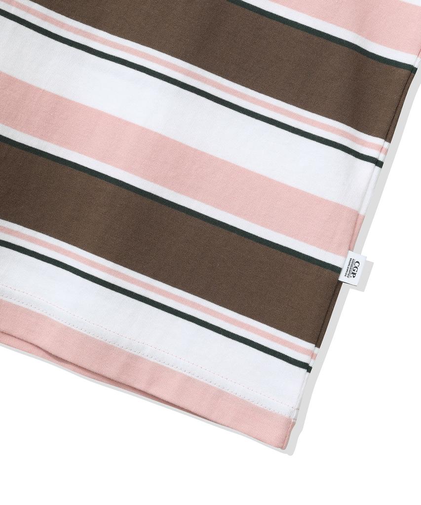 CGP Multi-Stripe Short-Sleeve Collared T-Shirt - Brown