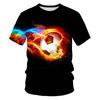 Football Pattern 3D Digital Printed Casual Parent-child Clothes Breathable Casual Short Sleeved Round Neck T-shirt Size 100-6XL