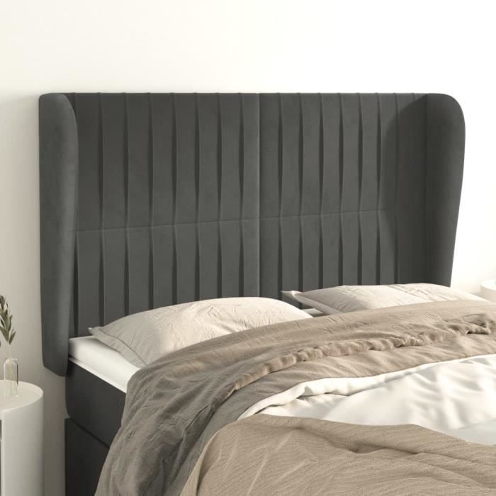 VidaXL Headboard with Ears Dark Grey 147x23x118-128 Cm Velvet3118243