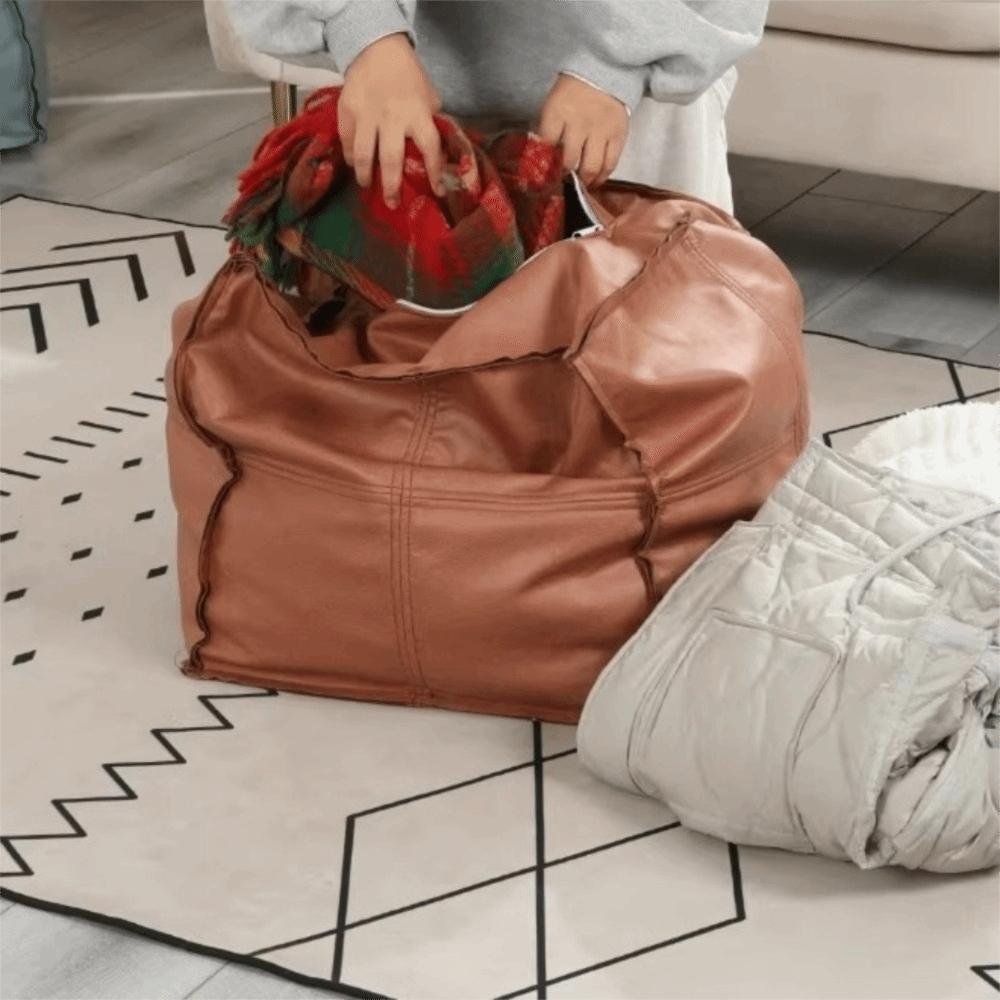 Waterproof Square Pouf Cover PU Leather Ottoman Cover Sofa Footstool Cover Living Room