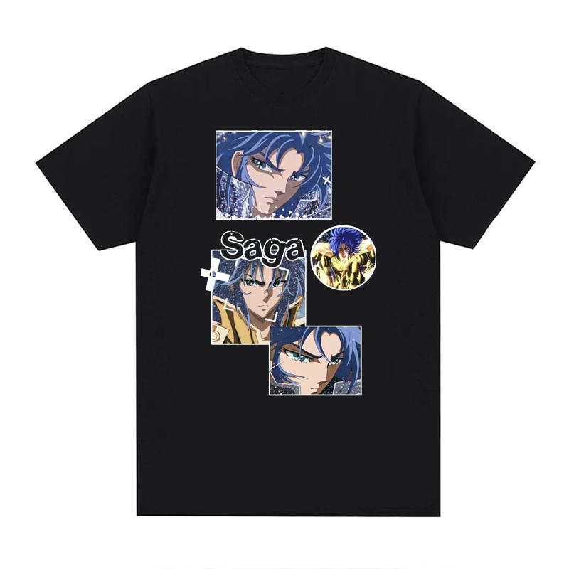 Summer Print  Anime  T Shirts Men Women Saint Seiya O Neck 100% Cotton Unisex Tops EU Size Harajuku Tops Boys Clothes