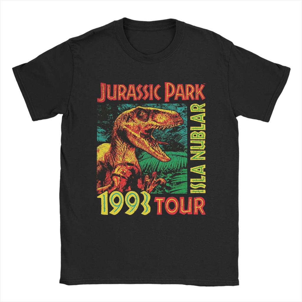 2025 Men's Dinosaur Letter Printed Round Neck T-shirt Cotton Summer Street Large Cool Hip Hop Loose Short Sleeve