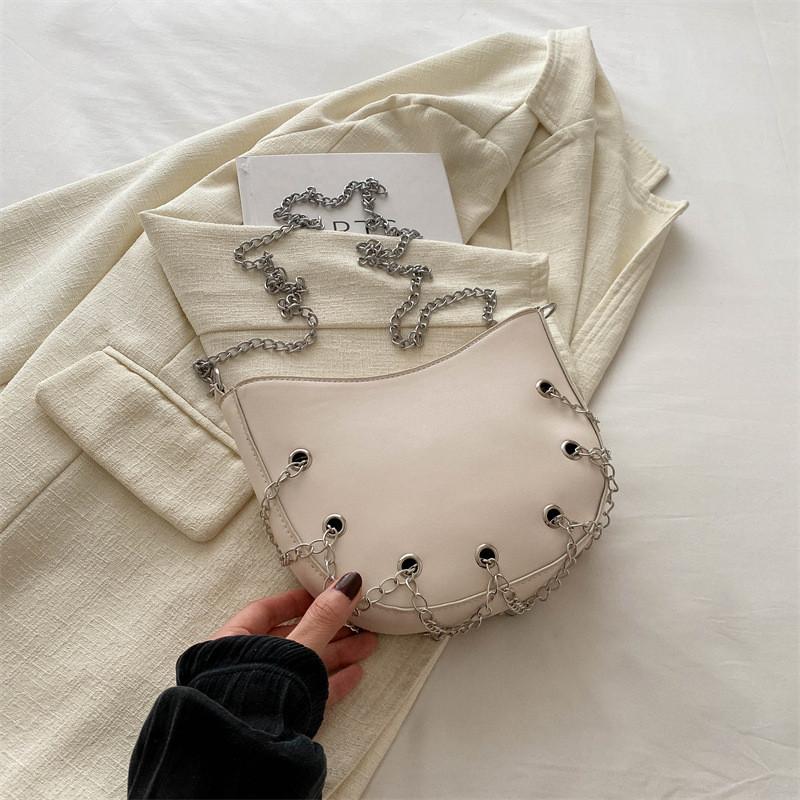 

Trendy Chic Saddle Bag For Girls Cute Pu Leather Crossbody Shoulder Bag With Zipper Closure білий