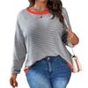 2026 European and American autumn women's striped t-shirt large size top casual sweater