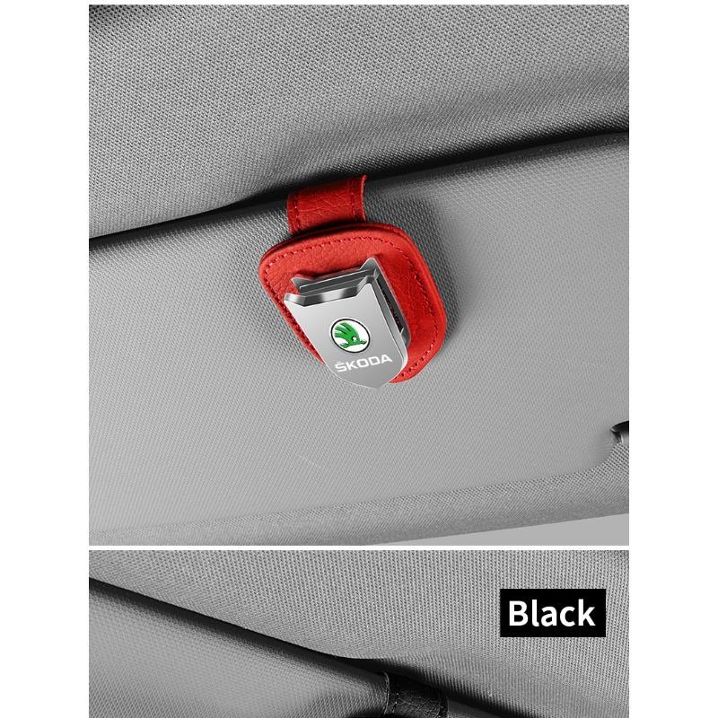 Auto Sun Visor Glasses Box Sunglasses Clip Card Ticket Holder Stand For Skoda Octavia Superb Rapid Kodiaq Karoq Fabia Kamiq Roomster Citigo
