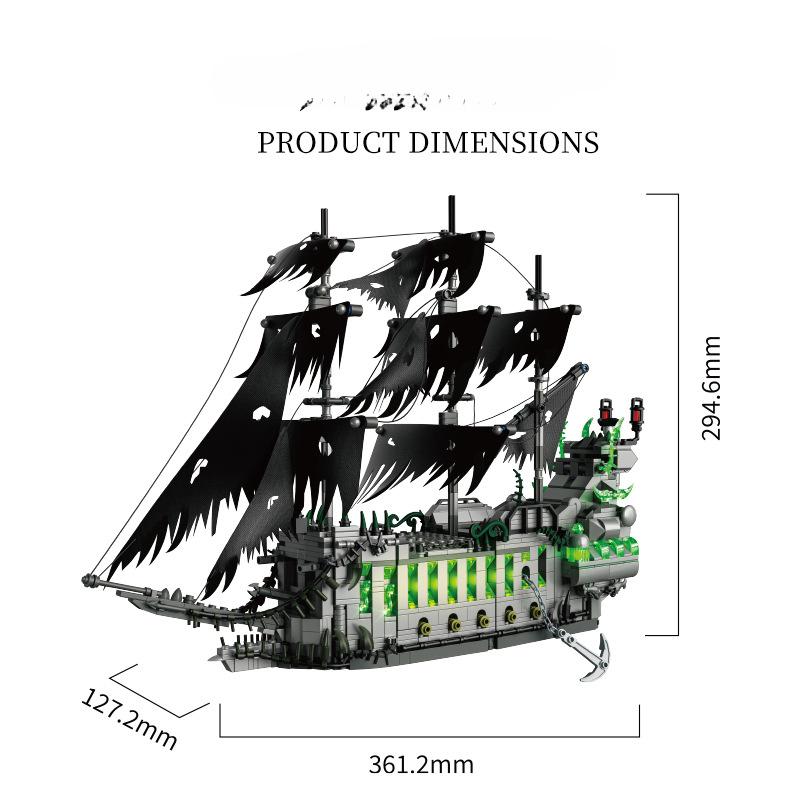 

1573 шт. Творческая серия Ghost Flying Holland Pirate Ship Building Block Детские игрушки Без коробки