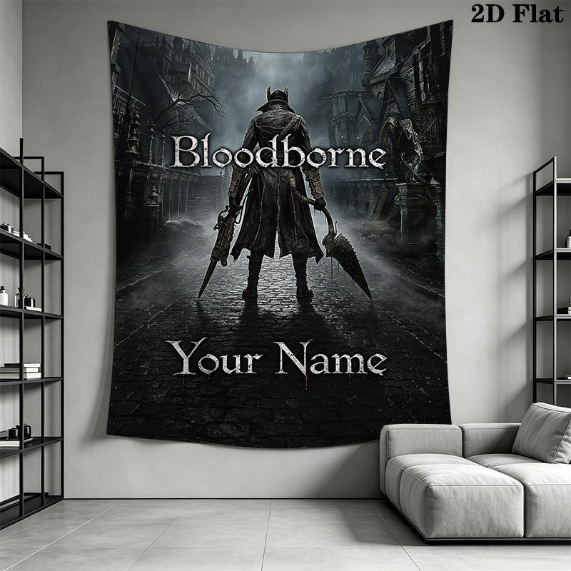 Name Custom Bloodborne Wall Tapestry Aesthetic Wall Hanging Printed Fabric Blanket Decorative Tapestries for Bedroom Living Room Home Decor