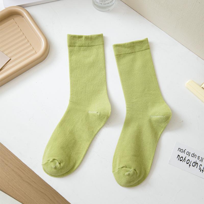 

Женские весенне-осенние летние тонкие носки-гольфы Moon Tzu пастельных цветов однотонные 1 pair зелёный