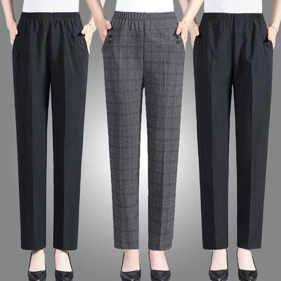 Plus Size Autumn Women Trousers Oversize Elastic High Waist Loose Casual Pants Middle-aged Female Stretch Pants