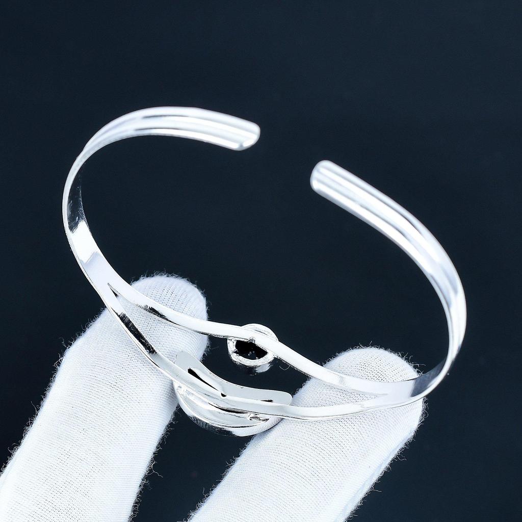 Natural Black Onyx Gemstone Handmade Cuff Bangle 925 Sterling Silver Cuff Bangle, Black Onyx Bracelet For Wife , Unisex Bangle, Wadding Gift