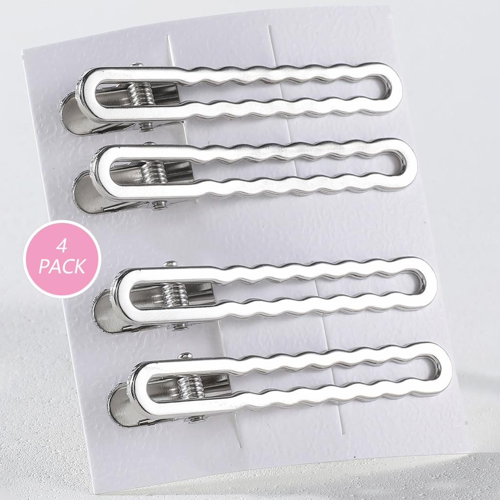 4/24Pcs Silver Y2k Hair Clips for Women Hollow Out Metal Duckbill Clip Gilrs Hairpins Side Clips Styling Girls Hair Accessories