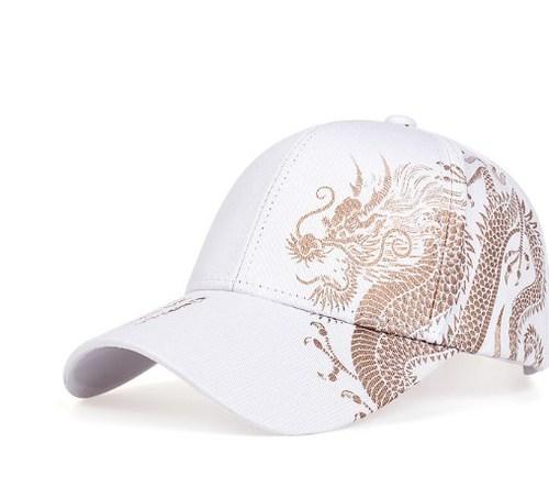 Chinese Style Dragon Pattern Baseball Hat Hip Hop Versatile outdoor sun protection sports quick drying cap For Men And Women One Size белый