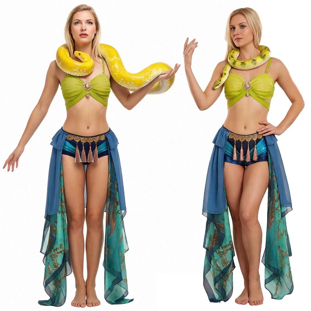 Women's Britney Spears Slave Costume Exotic Costumes Set Sexy Bra Shorts Skirts Halloween Dance Performance Carnival Suit