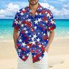Herre Casual Casual Independence Day Print Kortarmet Skjorte
