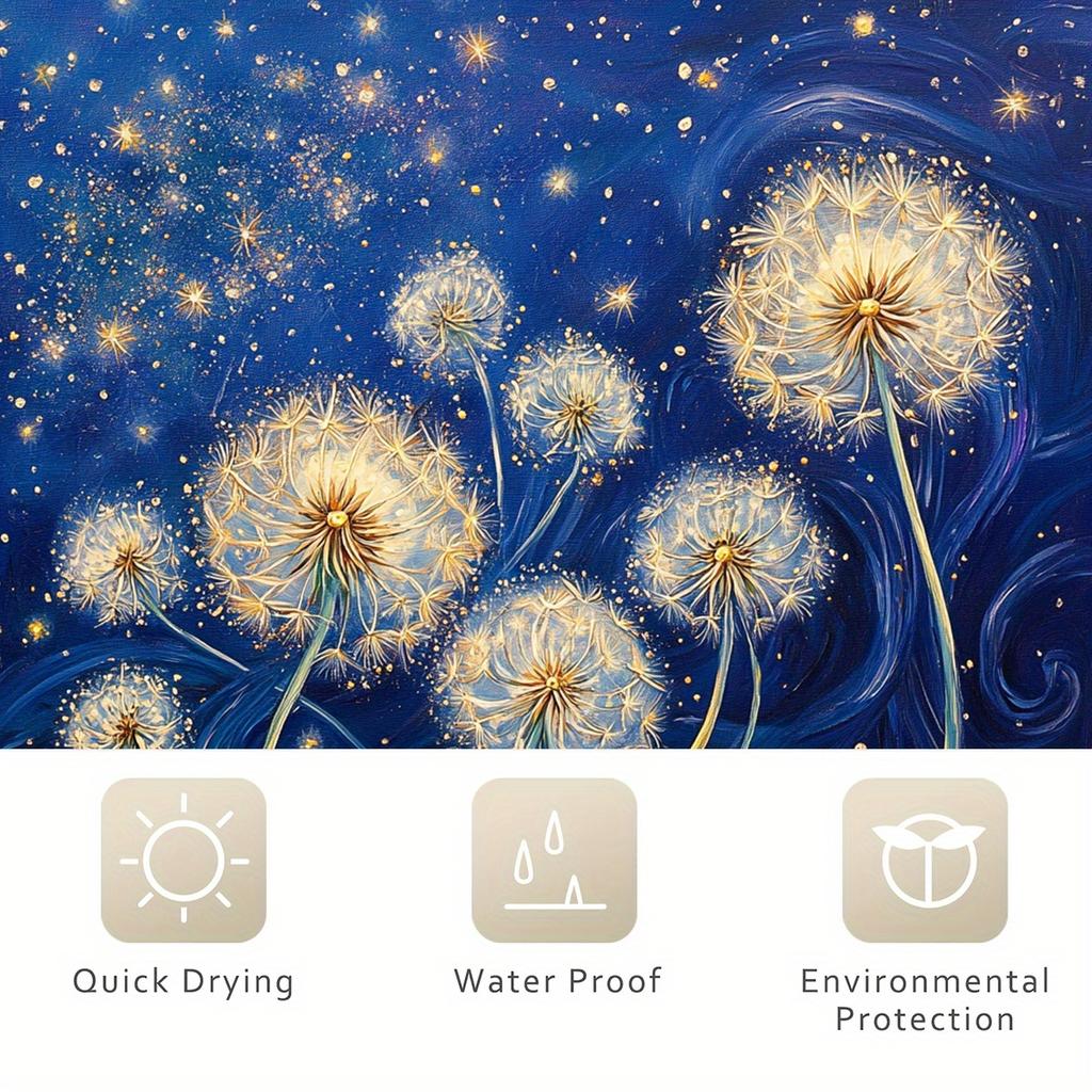 1 Piece Dandelion Starry Sky Print Shower Curtain, Waterproof Polyester Fabric With Hooks, Machine Washable, Stain Resistant