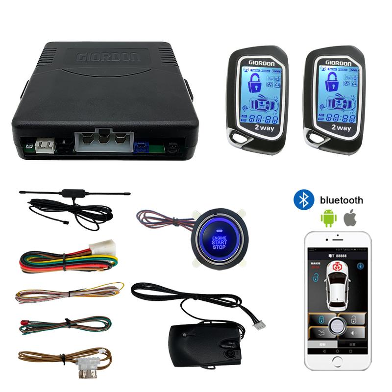 GIORDON 2 Way Car Alarm System LCD Complete Kit PKE Automatic Lock and Unlock Function Bluetooth APP Remote Engine Start