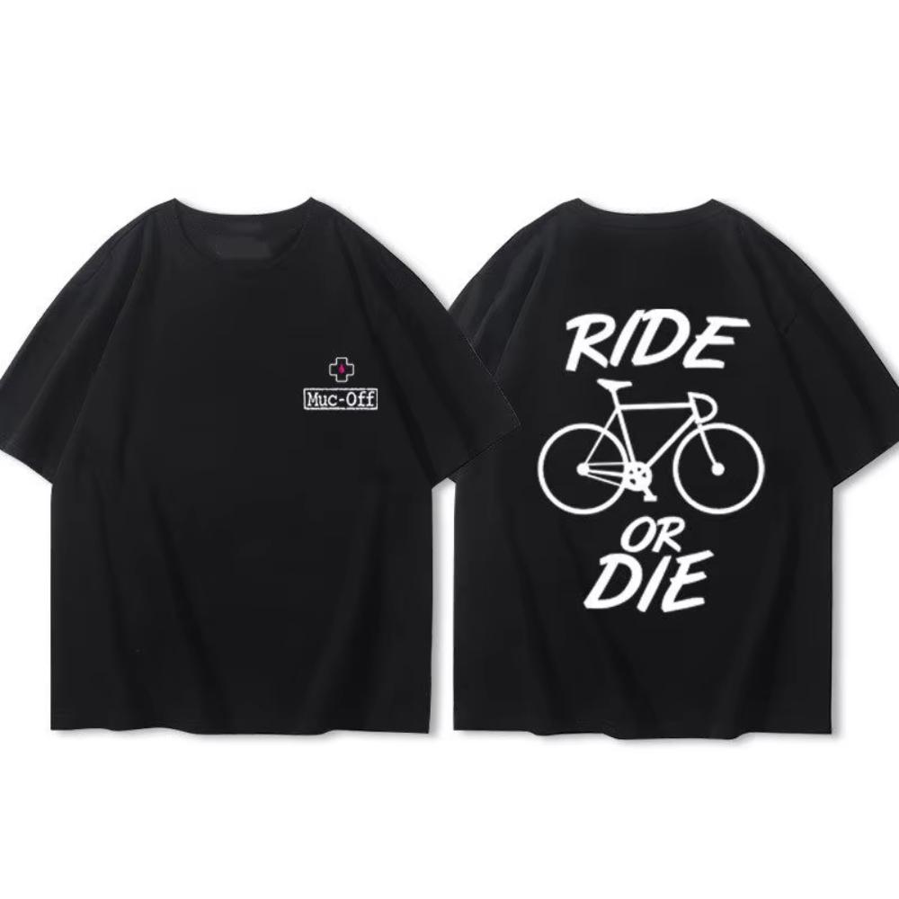 Spring and Summer New Mens and Womens New Cycling Wear Bike Ride or Die Printed Cotton Casual Short Sleeved Round Neck Tshirt