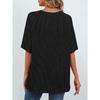 Women's Summer Short Sleeve Patch Pocket Top Oversized Round Neck Textured Casual Basic T-Shirt