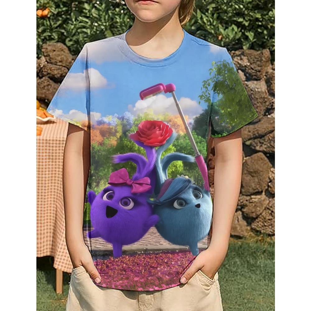 Sunny Bunnies 3DPrinting Children Animated Series Tops Round Neck Cartoon Casual Children Comfortable Tees summer Tops Funny T-shirt Anime T-shirt