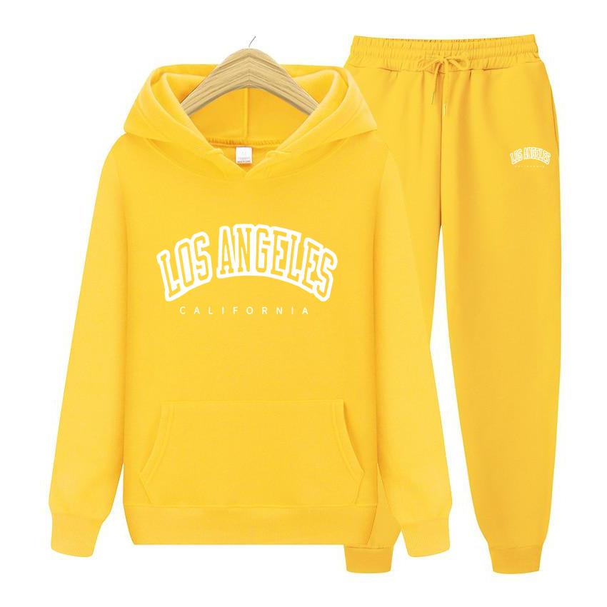 Women Long Sleeve Hoodie Set Pocket Los angeles Oversize Printing Women Sweatshirt Autumn Winter Loose Hoodies