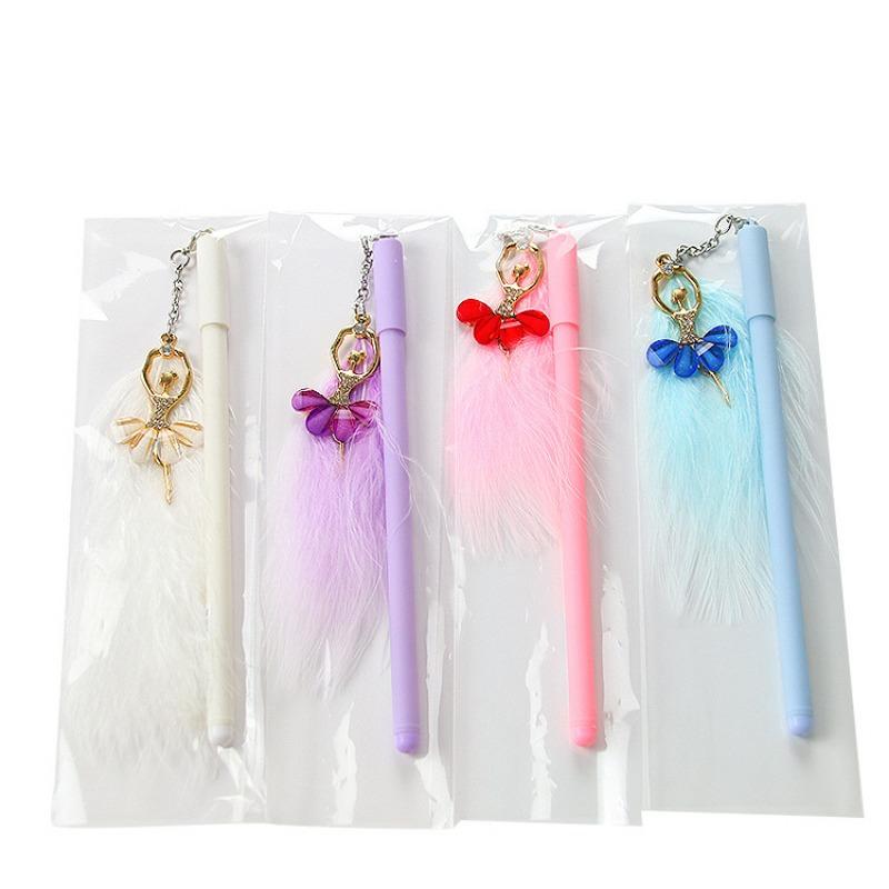 

Гелевая ручка Kawaii с подвеской в ​​виде перьев, нейтральные ручки для школы, подарок для письма, офисные принадлежности, канцелярские товары, новинка, канцелярские товары