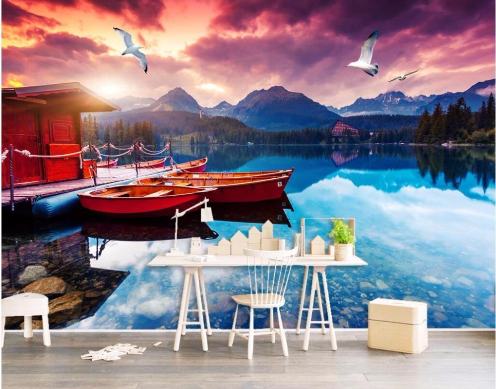 3d Wallpaper European Modern Simple Mural Boat Background Wall Murals Wallpaper For Wall