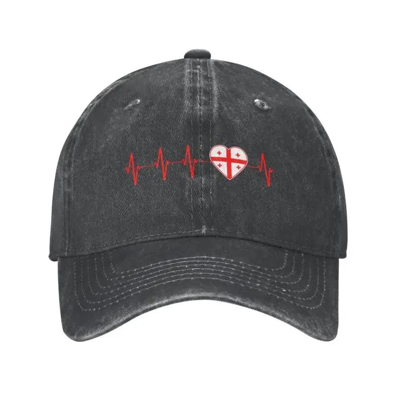Cotton Georgian Heartbeat I Love Country Flag Georgia Heart Family Baseball Cap Sun Protection Women Georgia Flag Dad Hat Spring