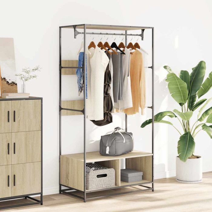 VidaXL Armoire chêne sonoma 90x50x180 cm bois d'ingénierie, armoire de rangement, organisateur de garde-robe, armoire, 849295