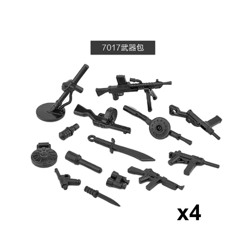 Andra världskriget Militära Vapen Byggklossar Armé Soldater Figurer 98K MG34 MG42 PPSH Vapenbälte Tillbehör Klossar Leksaker För Barn