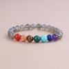 Koai 8mm Labradorite Chakra Power Stone Bracelet for Men Seven-Color