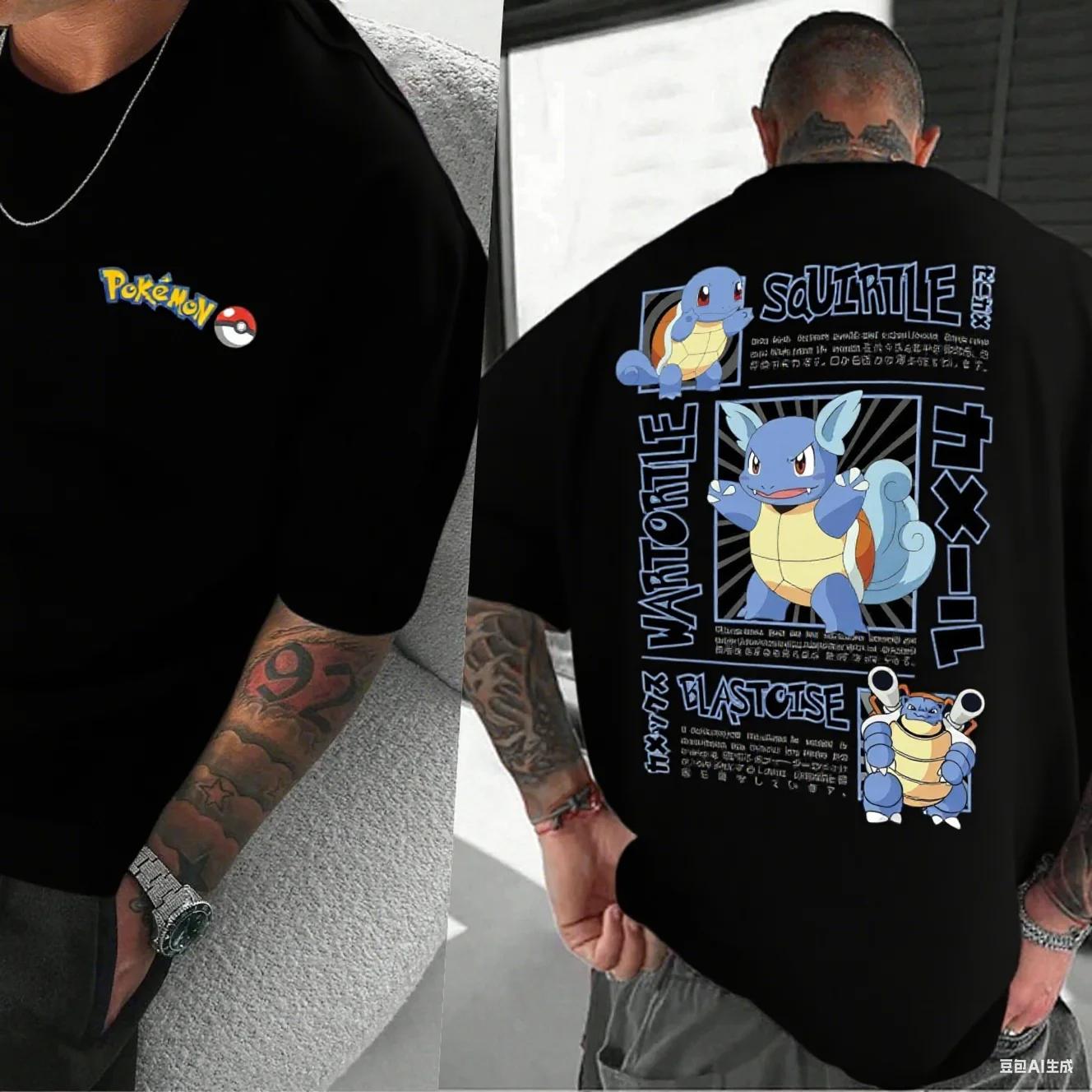 

Men Women Streetwear Hotselling 2026 New Pokémon Printed Tee Front Back Graphic High Quality Cotton Comfortable Fashionable S