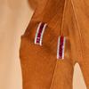 Fashion Brilliant Earrings For Women New In  Inlaid Full Diamond Red Gemstone C-Shaped Stud Earrings Engagement Jewelry