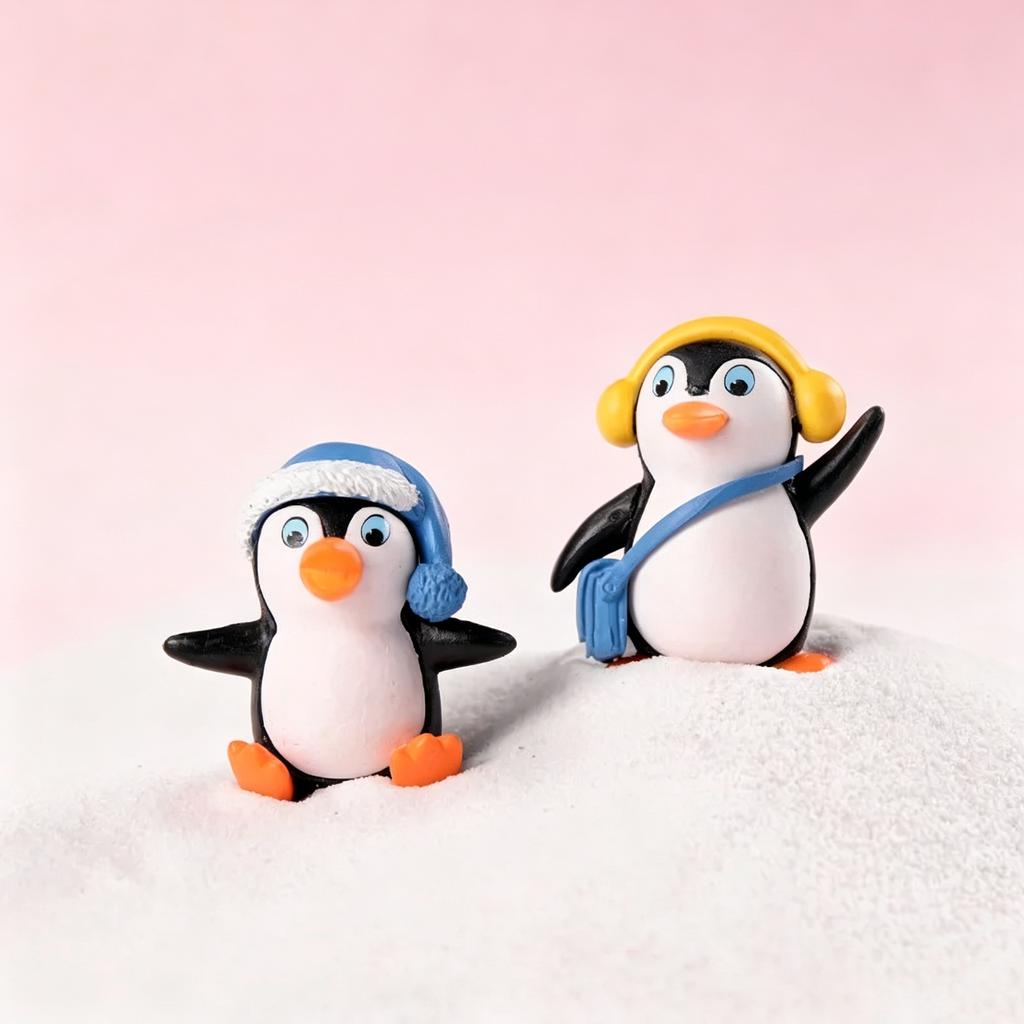 4Pcs Cute Cartoon Penguin Miniatures, Winter Penguin Toys for Micro Landscape & DIY Crafts