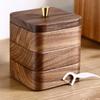 Storage Box Portable Desktop Toothpick Box with Cover Walnut Wood Cotton Swab Jar Reusable Vintage Dental Floss Box Home