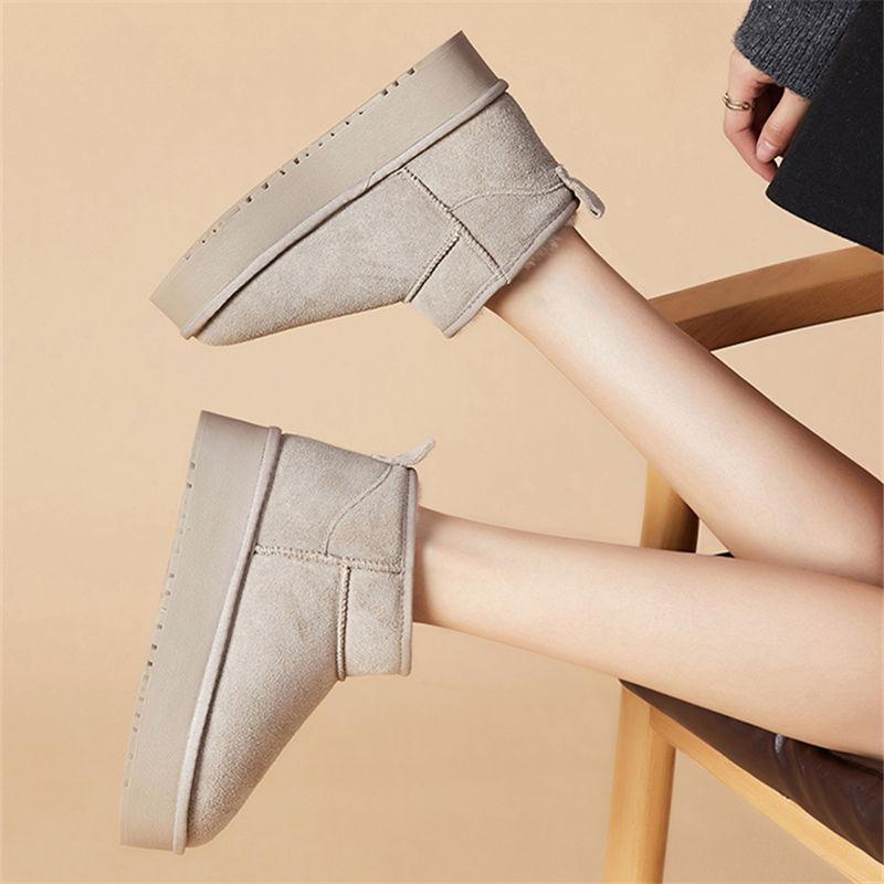 Bequeme Schneestiefel mit dicker Sohle für Damen, neu für den Winter, vielseitig, niedrig geschnitten, dickes Samtfutter, rutschfest und abriebfest, Studenten-Schneestiefel für Damen