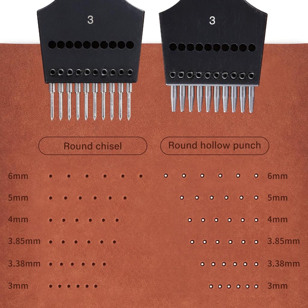 WUTA Detachable Round Hole Punch, Leather Craft Tool Set, Lace Stitching Round Hole Punch, European Hole Punch, 2nd Generation, 4mm (2+4+6)
