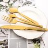 5Pcs Roman Handle Stainless Steel Cutlery Set Wedding Tableware Gold Knife Fork Spoon Modern Kitchen Utensils Full Dishes Sets