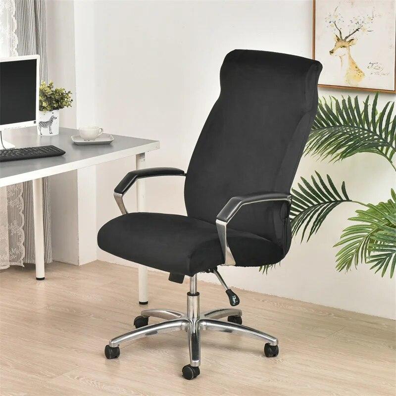 Soft Velvet Office Chair Covers Elastic Computer Chair Cover Non-Slip Gaming Seat Slipcover with Zipper Washable Chair Protector