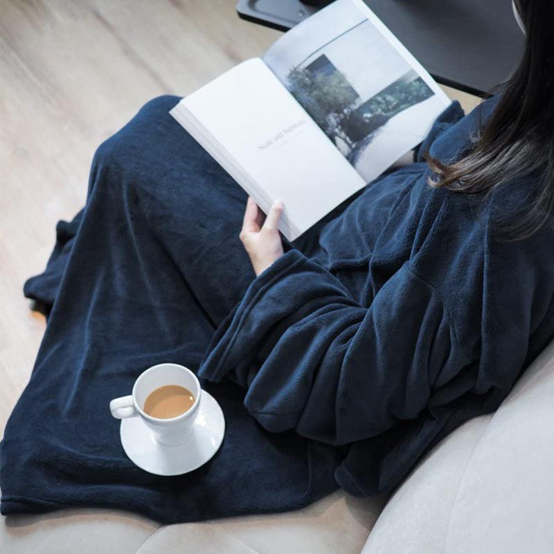 Cross-Border TV Blanket with Pocket - Wearable, Anti-static, and Multifunctional Flannel Fleece Blanket
