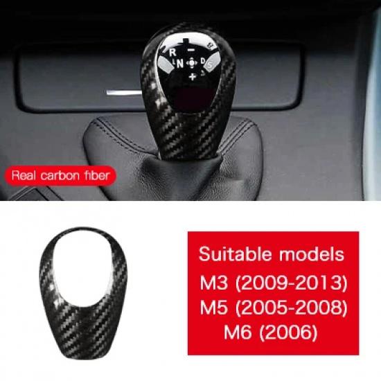 AIRSPEED for BMW M3 M5 M6 Carbon Fiber for BMW M3 M5 M6 Stickers Car Gear Shift Knob Cover Sticker Interior Trim Accessories. Black Carbon