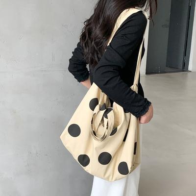Summer Women's Bag Polka Dot Original Design Canvas Bag Women Lazy Wind Trend Large Capacity Tote Bag Women