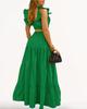 2025 Summer European & American Cross-Back Mid-Waist Solid Color Spaghetti Strap Swing Dress Set
